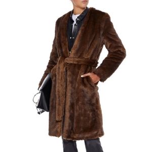 Nwt Frame Denim Faux Mink Long Wrap Coat